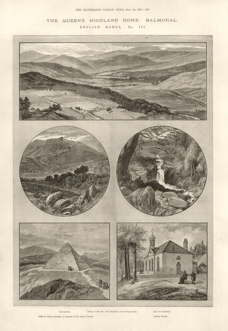 Balmoral: Loch-na-Gar Dee valley Garrawalt falls Craig Lowrigan Crathie 1885